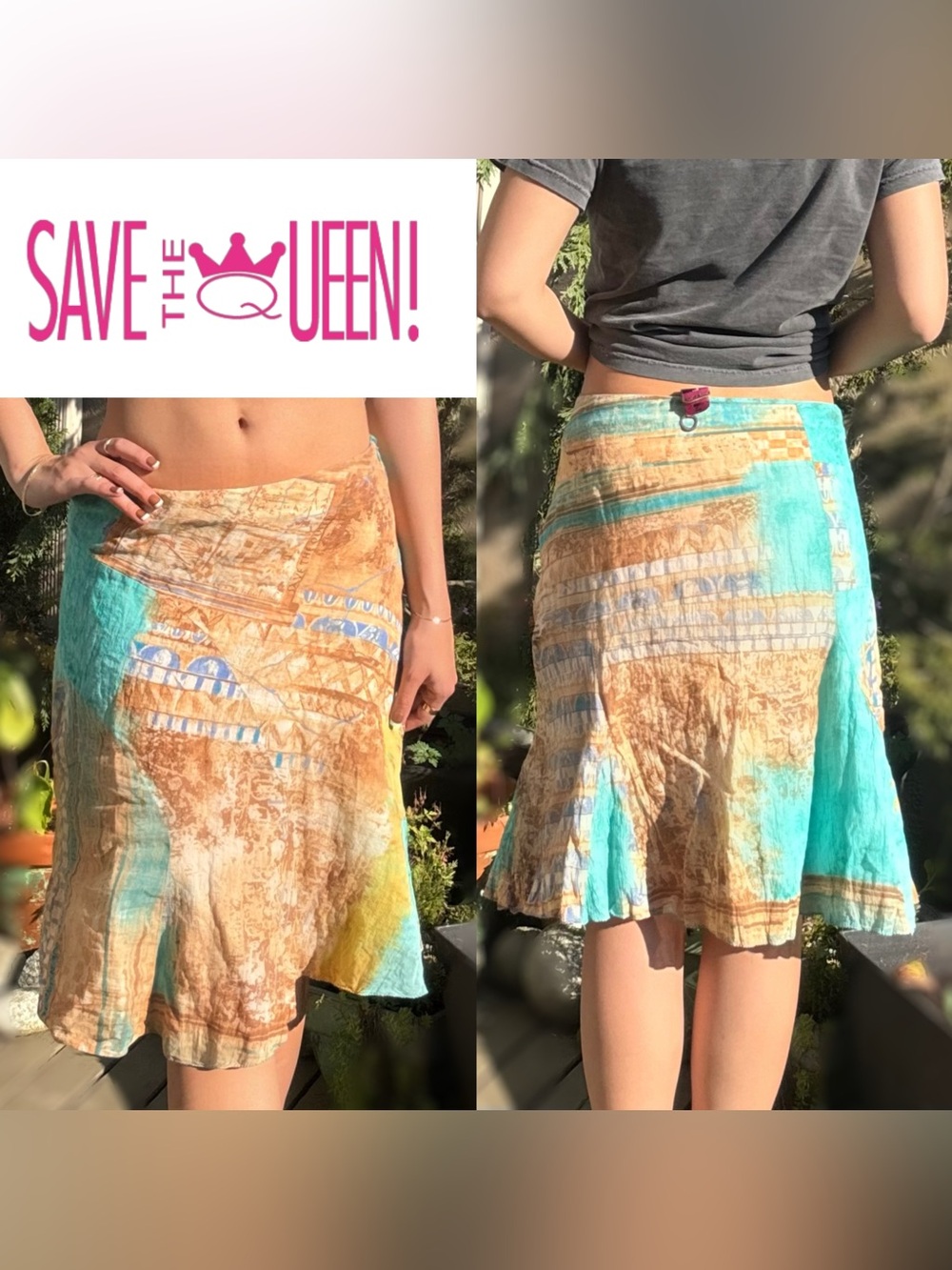 Save the Queen Patchwork Midi Skirt